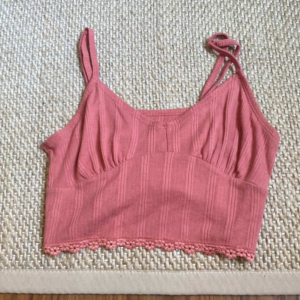 American eagle pink cropped tank top